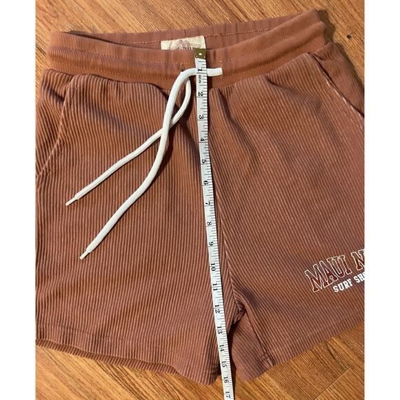 Women’s Pop Surf x Maui Nix Shorts S – Brown Cotton Blend – Coastal Loungewear - Picture 5 of 7